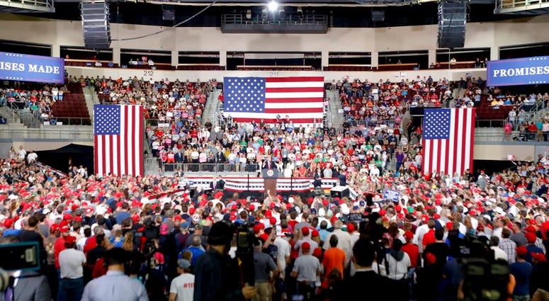 President Donald Trump speaks at a rally endorsing the Republican ticket in Pennsylvania on Wednesday, Oct. 10, 2018 in Erie, Pa. DO NOT USE