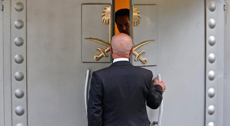 A man enters Saudi Arabia's consulate in Istanbul, Friday, Oct. 19, 2018. A man enters Saudi Arabia's consulate in Istanbul, Friday, Oct. 19, 2018.