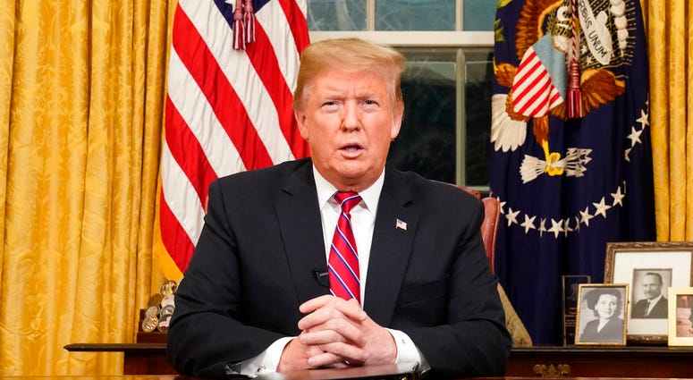 President Donald Trump speaks from the Oval Office of the White House as he gives a prime-time address about border security Tuesday, Jan. 8, 2018, in Washington President Donald Trump speaks from the Oval Office of the White House as he gives a prime-time address about border security Tuesday, Jan. 8, 2018, in Washington