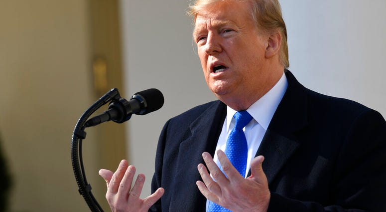 President Donald Trump speaks during an event in the Rose Garden at the White House AP DO NOT USE