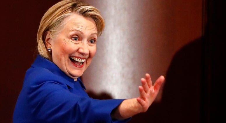 In this Monday, Jan. 7, 2019, file photo, former Secretary of State Hillary Clinton waves to well-wishers following an appearance at Barnard College with New York Gov. Andrew Cuomo, in New York. DO NOT USE