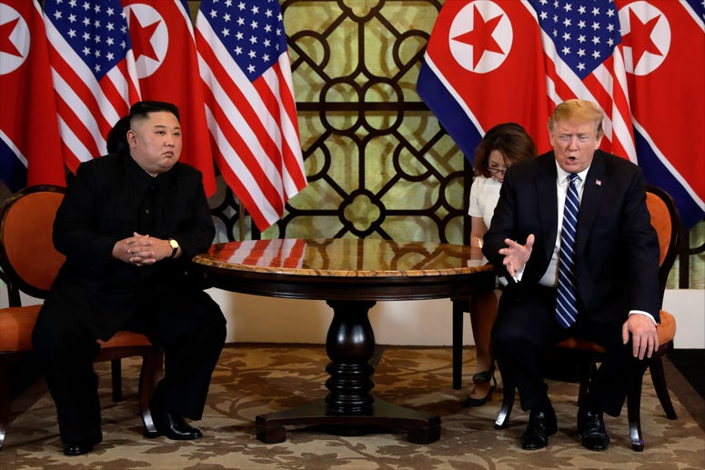 U.S. President Donald Trump, right, meets North Korean leader Kim Jong Un in Hanoi, Vietnam U.S. President Donald Trump, right, meets North Korean leader Kim Jong Un in Hanoi, Vietnam