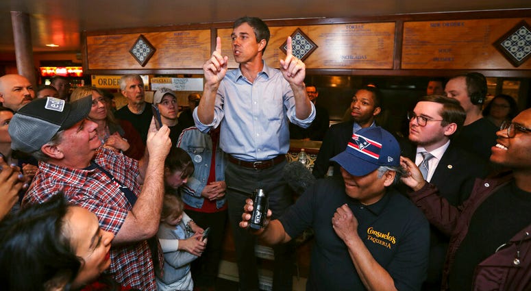 In this Thursday, March 21, 2019 file photo, former Texas congressman Beto O'Rourke addresses a gathering during a campaign stop at a restaurant in Manchester, N.H. AP DO NOT USE