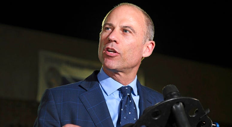 In this Nov. 14, 2018, file photo, Michael Avenatti speaks to the media outside the Los Angeles Police Department Pacific Division after posting bail for a felony domestic violence charge. AP DO NOT USE