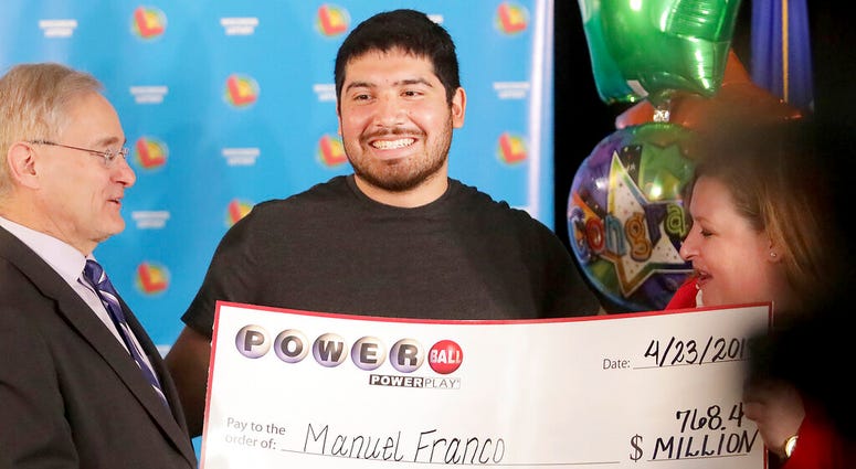 Manuel Franco of West Allis, Wis., winner of second-highest Powerball lottery in history, attends a news conference at the Wisconsin Department of Revenue in Madison, Wis., on Tuesday, April 23, 2019 AP DO NOT USE