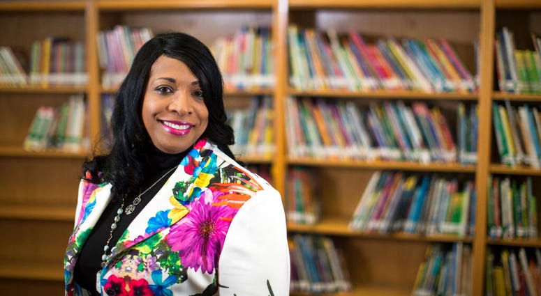 This Wednesday, April 18, 2018 photo shows Carlotta Outley Brown, who was then the principal at Peck Elementary School located in southeast Houston. AP DO NOT USE