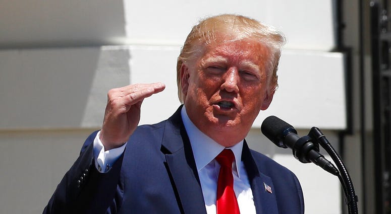 President Donald Trump speaks during a Made in America showcase event on the South Lawn of the White House, Monday, July 15, 2019, in Washington.