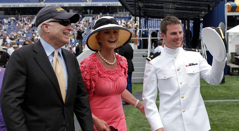 n this Friday, May 22, 2009, file photo, Sen. John McCain, R-Ariz., left, and his wife, Cindy, walk with their son Jack