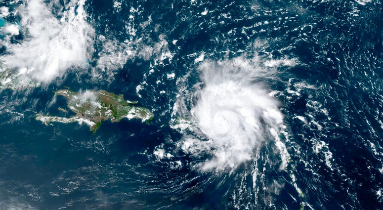 National Oceanic and Atmospheric Administration (NOAA), shows Dorian, a Category 1 hurricane, crossing over the U.S. and British Virgin Islands National Oceanic and Atmospheric Administration (NOAA), shows Dorian, a Category 1 hurricane, crossing over the U.S. and British Virgin Islands