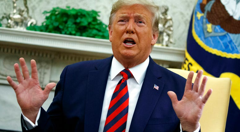President Donald Trump speaks during a meeting with Australian Prime Minister Scott Morrison in the Oval Office of the White House, Friday, Sept. 20, 2019, Washington. AP DO NOT USE