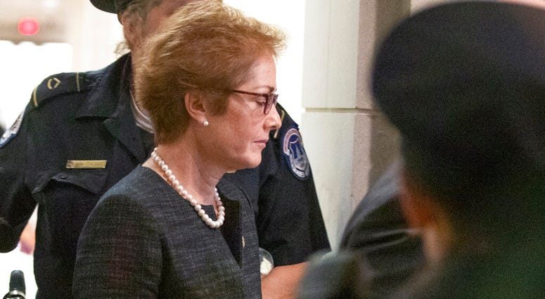 Former U.S. ambassador to Ukraine Marie Yovanovitch, arrives on Capitol Hill, Friday, Oct. 11, 2019, in Washington, as she is scheduled to testify before congressional lawmakers on Friday as part of the House impeachment inquiry into President