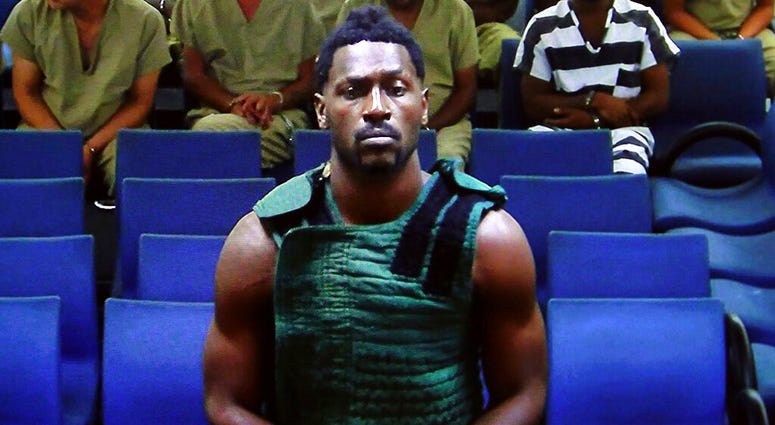 Antonio Brown appearing before a judge