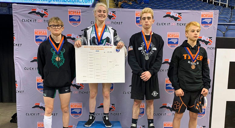 This photo provided by North Carolina High School Athletic Association (