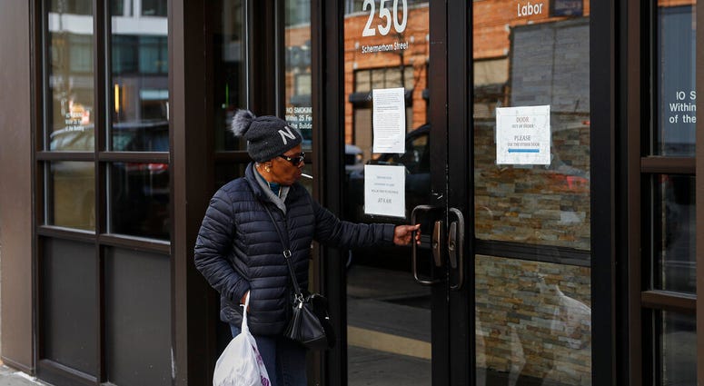 Visitors are unable to gain access to the Department of Labor due to closures over coronavirus concerns