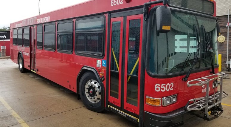 One of the 59 new, clean diesel buses hitting the streets