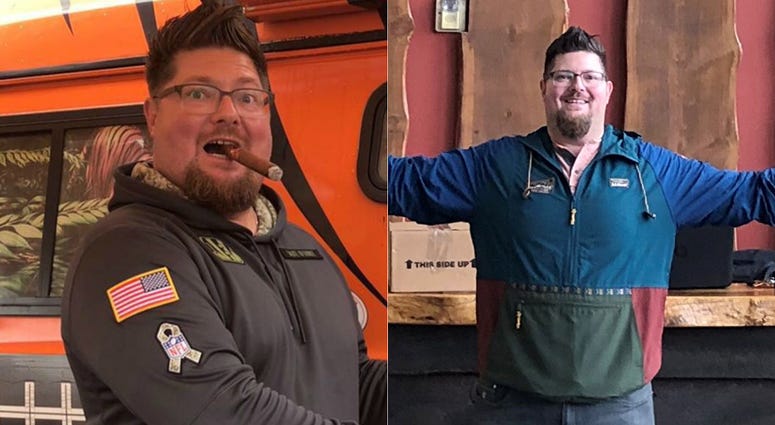 Del Hall before and after drinking only beer for lent