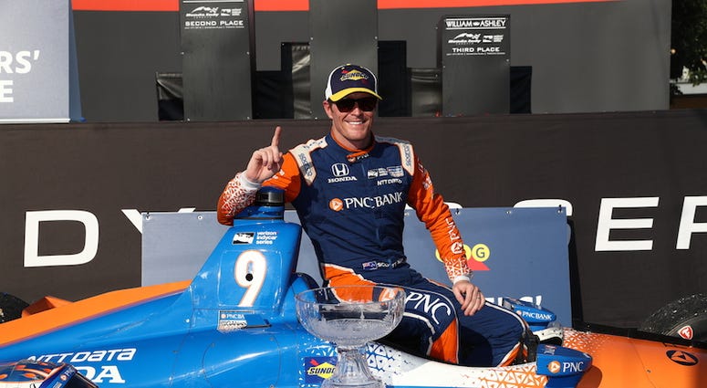 Scott Dixon Sits Atop No. 9 PNC Bank Chip Ganassi Racing Honda After Win In Toronto Scott Dixon Sits In Victory Lane In Toronto