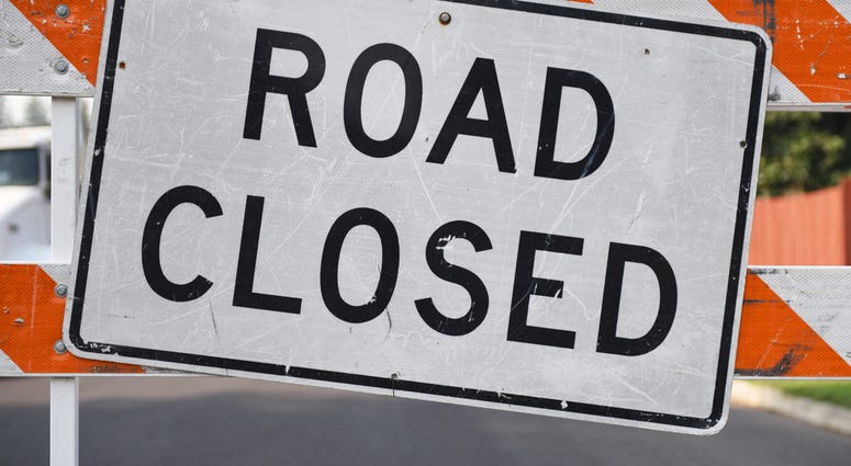 Road closed sign
