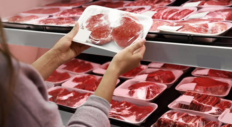Meat selection at grocery store