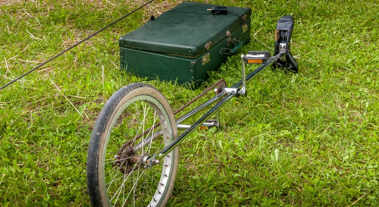 Acrobat and juggler monocycle and tools - stock photo
