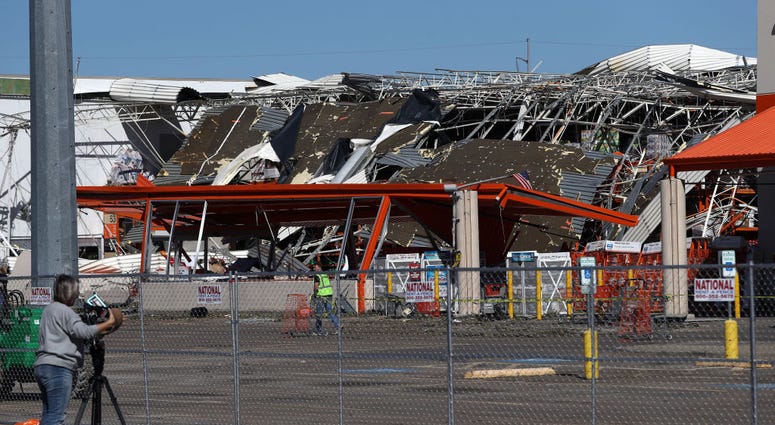 DALLAS, TEXAS - OCTOBER 21: A Home Depot store damaged by a tornado is seen on October 21, 2019 in Dallas, Texas. The tornado caused major damage to homes, businesses and schools but no deaths or serious injuries have been reported
