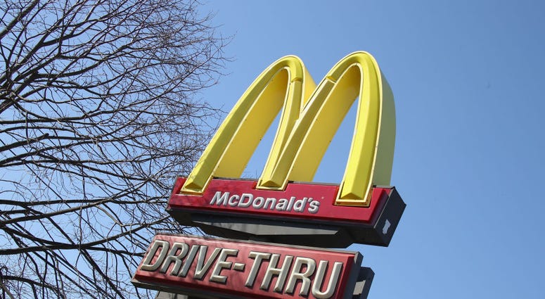 A sign for a McDonald's A sign for a McDonald's