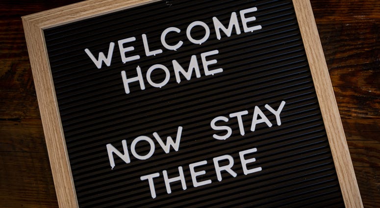 Welcome Home, Now Stay There Sign Welcome Home, Now Stay There Sign