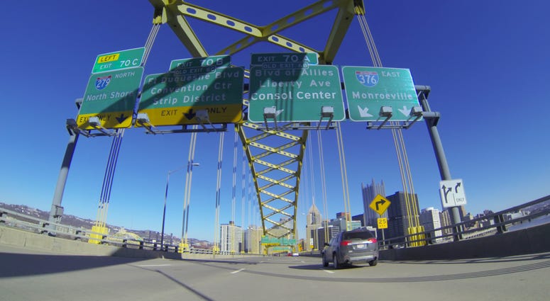 Road signs on the Ft. Pitt Bridge