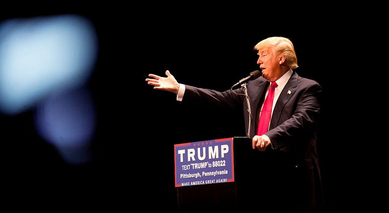 PITTSBURGH, PENNSYLVANIA - APRIL 13: Republican presidential candidate Donald Trump speaks to an audience at a rally at the David Lawrence Convention Center on April 13, 2016 in Pittsburgh, Pennsylvania.