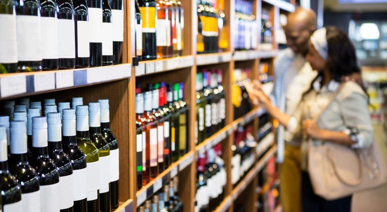 Customers at a liquor store