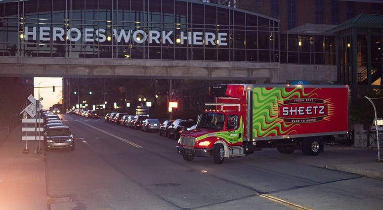 Sheetz truck delivering supplies at a local hospital.