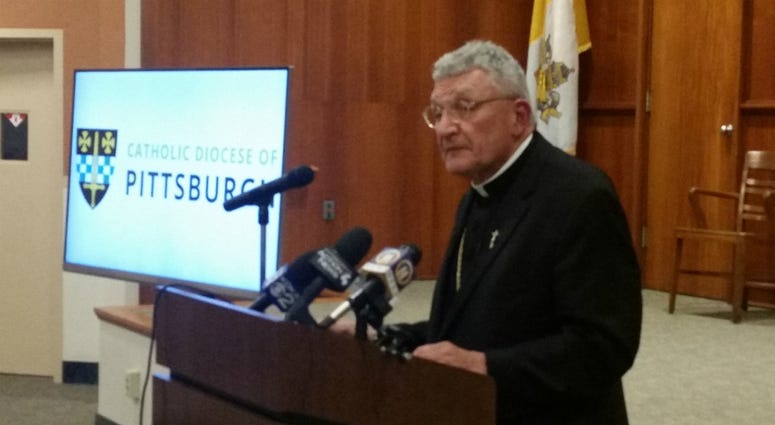 Pittsburgh Bishop David Zubik addresses the media following the attorney general's grand jury report