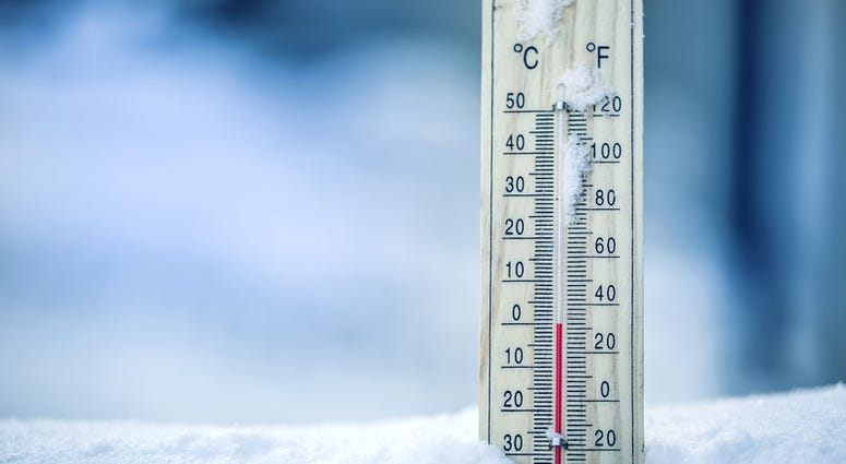 snow with thermometer