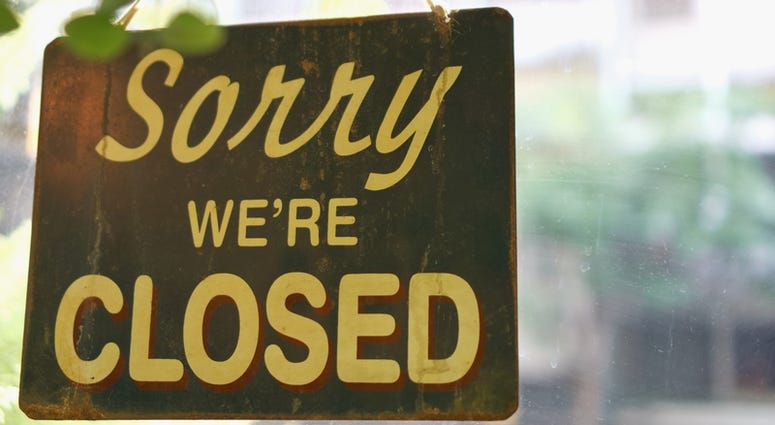 File Photo: Sorry We're Closed Sign
