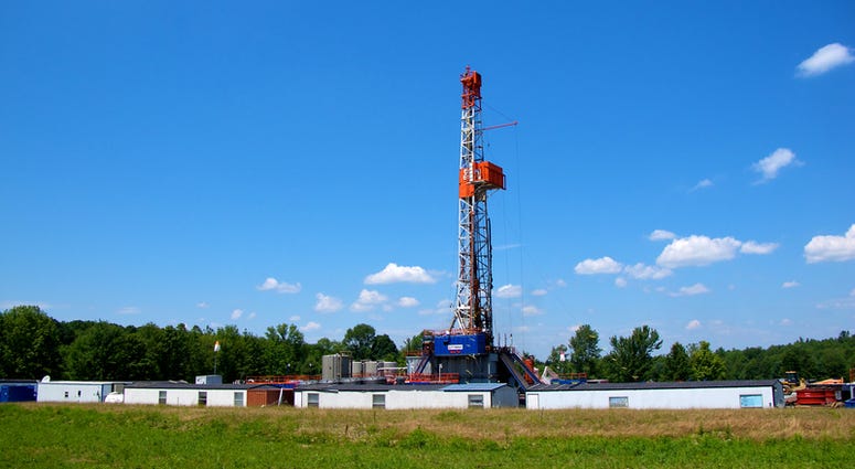Marcellus Shale natural gas fracking drill worksite in Pennsylvania. Natural Gas Drilling