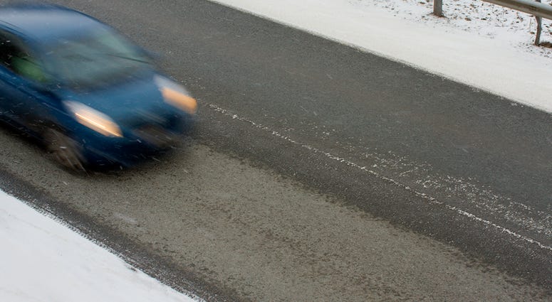 A road covered in black ice