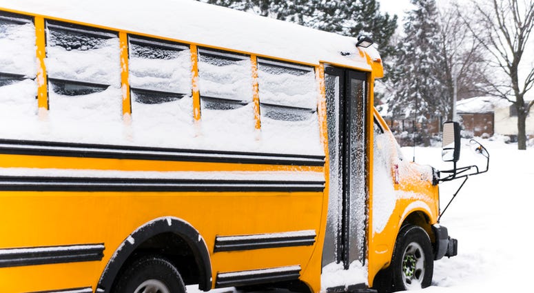 School bus in the snow