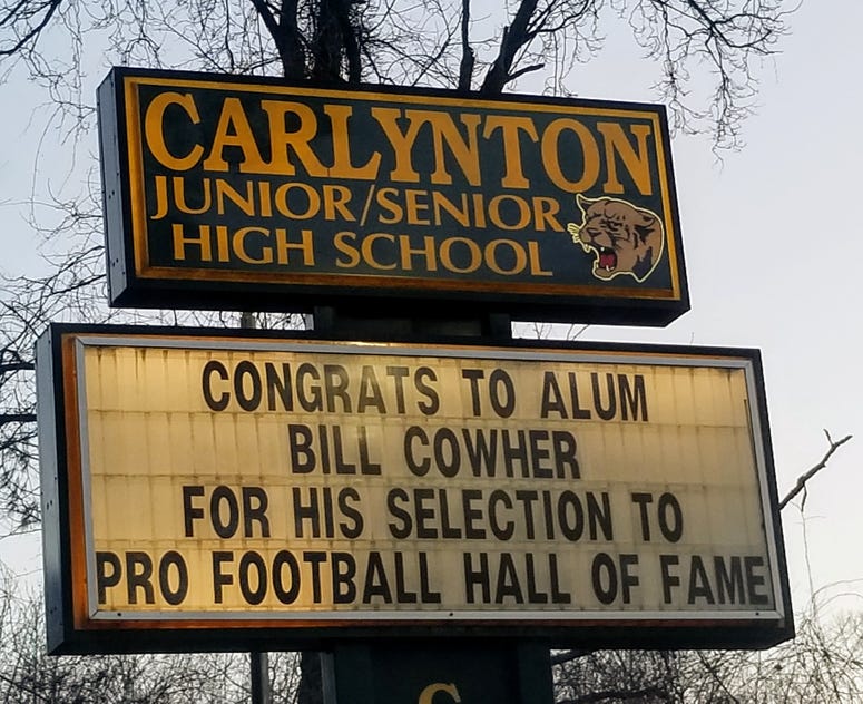 Sign for Cowher at Carlynton High School
