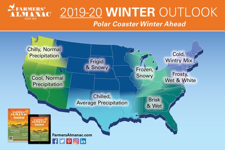 2020 Farmers' Almanac winter forecast
