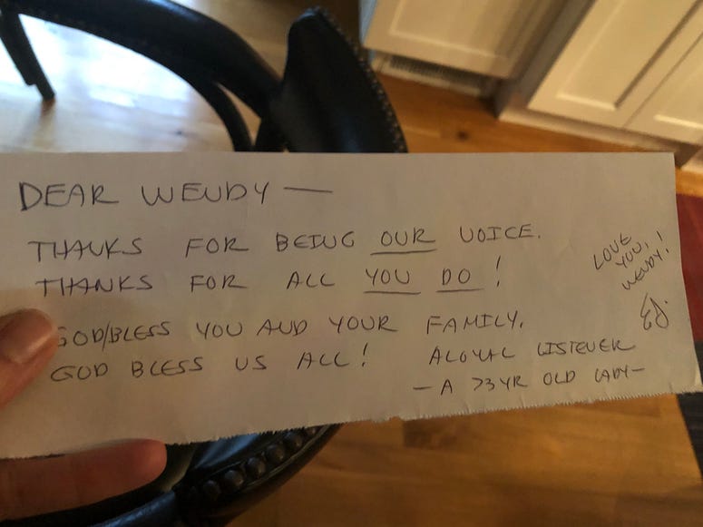 Note to Wendy Bell from Listener Note to Wendy Bell from Listener