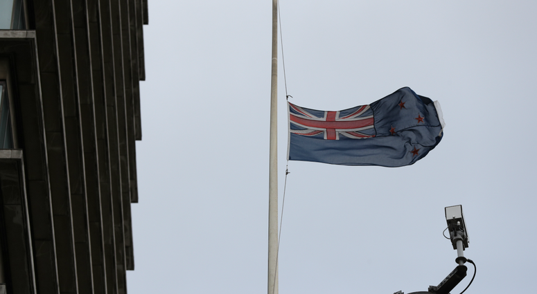 New Zealand Flag at half staff