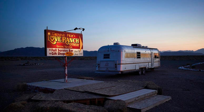 a sign advertises the Love Ranch brothel in Crystal, Nev. DO NOT USE