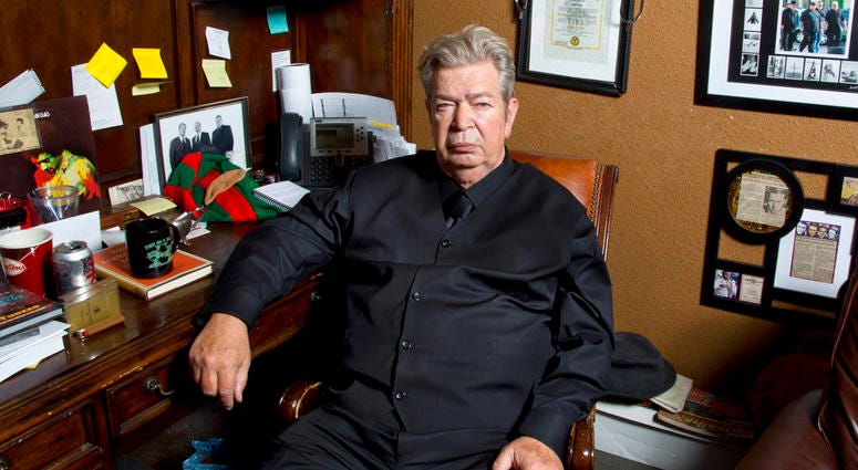 This undated image released by History shows Richard Harrison from "Pawn Stars." Harrison's son Rick posted on Facebook, Monday, June 25, 2018, that his father died. DO NOT USE