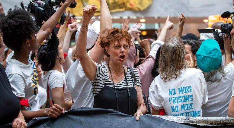 Susan Sarandon at Protest of Trump Immigration Policy Susan Sarandon at Protest of Trump Immigration Policy