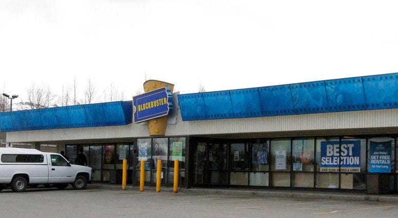 file photo shows the exterior of a Blockbuster Video store in Anchorage, Alaska. DO NOT USE