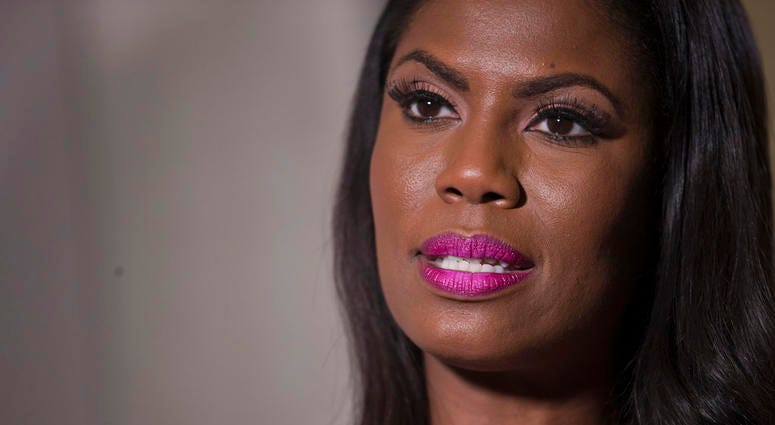 Television personality and former White House staffer Omarosa Manigault Newman listens during an interview with The Associated Press, Tuesday, Aug. 14, 2018, in New York.