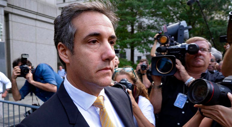 file photo, Michael Cohen, former personal lawyer to President Donald Trump, leaves federal court after reaching a plea agreement in New York. Investigators in New York state issued a subpoena to Cohen as part of their probe into the Trump Foundation DO NOT USE