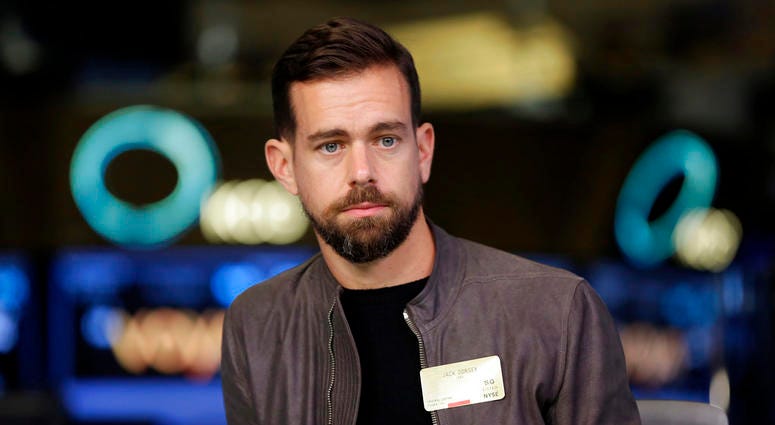 ile photo shows Twitter CEO Jack Dorsey being interviewed on the floor of the New York Stock Exchange. Dorsey says the company isn't biased against Republicans or Democrats and is working on ways to ensure that debate is healthier on its platform. DO NOT USE