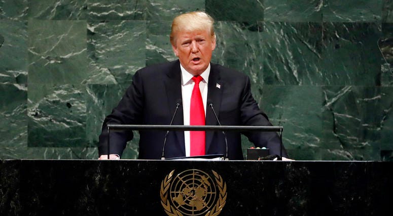President Donald Trump addresses the 73rd session of the United Nations General Assembly, at U.N. headquarters, Tuesday, Sept. 25, 2018. DO NOT USE