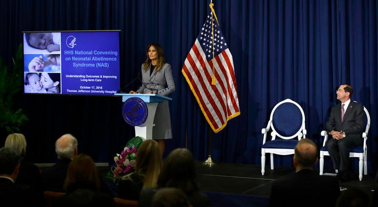 First lady Melania Trump speaks at Thomas Jefferson University Hospital First lady Melania Trump speaks at Thomas Jefferson University Hospital